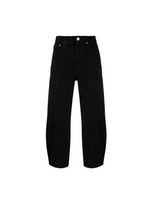 High Waist Barrel Leg Cropped Wide Jeans Black - TOTEME - BALAAN 2