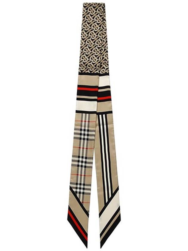 Montage Print Silk Skinny Scarf Archive Beige - BURBERRY - BALAAN 2