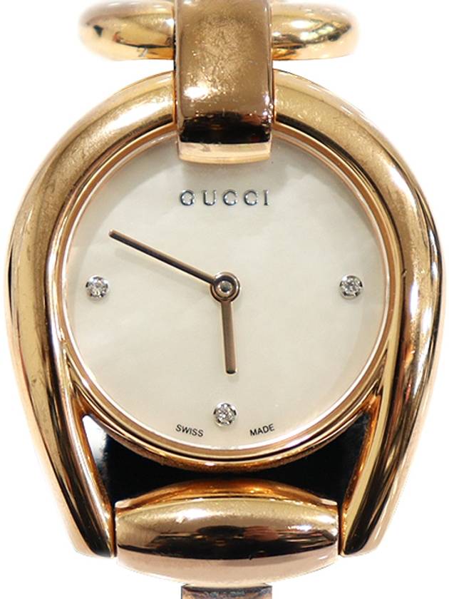 YA139508 139 5 28MM Steel Quartz Horsebit 3P Diamond Mother of Pearl Bracelet Women s Watch - GUCCI - BALAAN 1