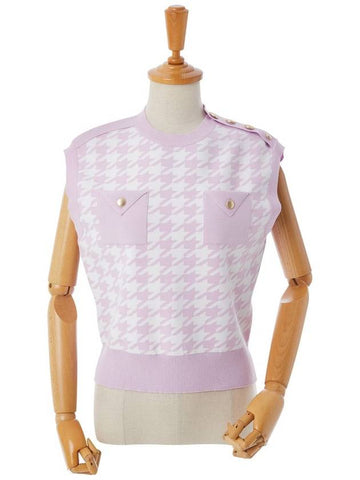 HOUNDTOOTH CHECK KNIT VESTPINK - AOW - BALAAN 1