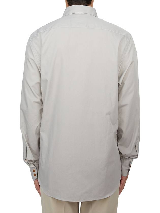 Men's Embroidered ORB Long Sleeve Shirt Grey - VIVIENNE WESTWOOD - BALAAN 4