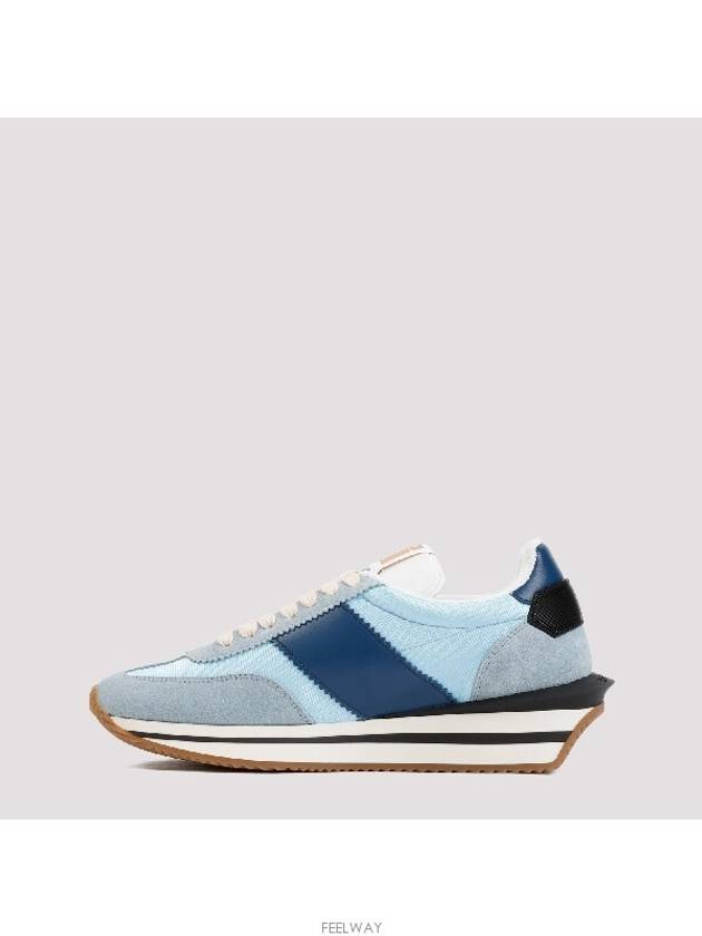 James Suede Lycra Low Top Sneakers Light Blue Cream - TOM FORD - BALAAN 5