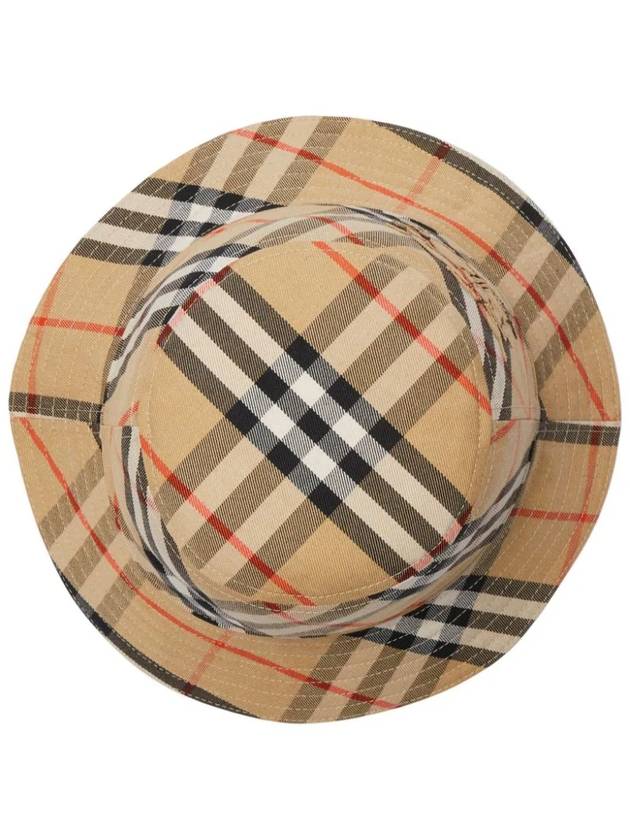 Check Cotton Blend Bucket Hat Beige - BURBERRY - BALAAN 4