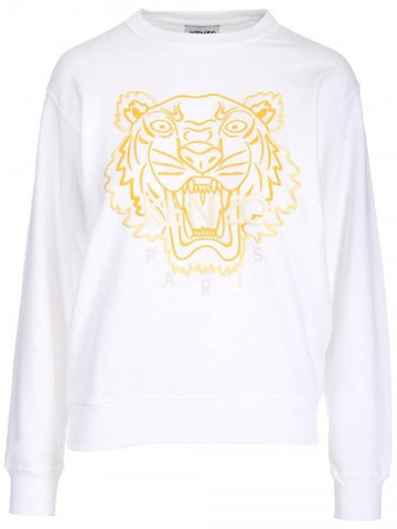 Tiger Logo Embroidered Sweatshirt White - KENZO - BALAAN.