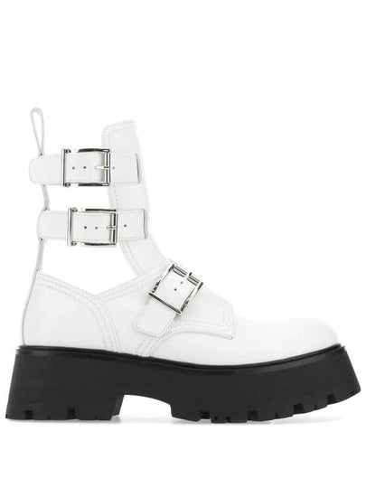 Women's Rave Buckle Walker Boots White - ALEXANDER MCQUEEN - BALAAN 2