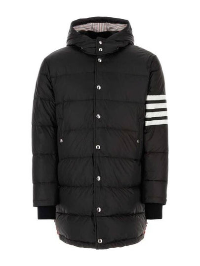 Men's 4 Bar Button Down Hooded Padding Black - THOM BROWNE - BALAAN 2