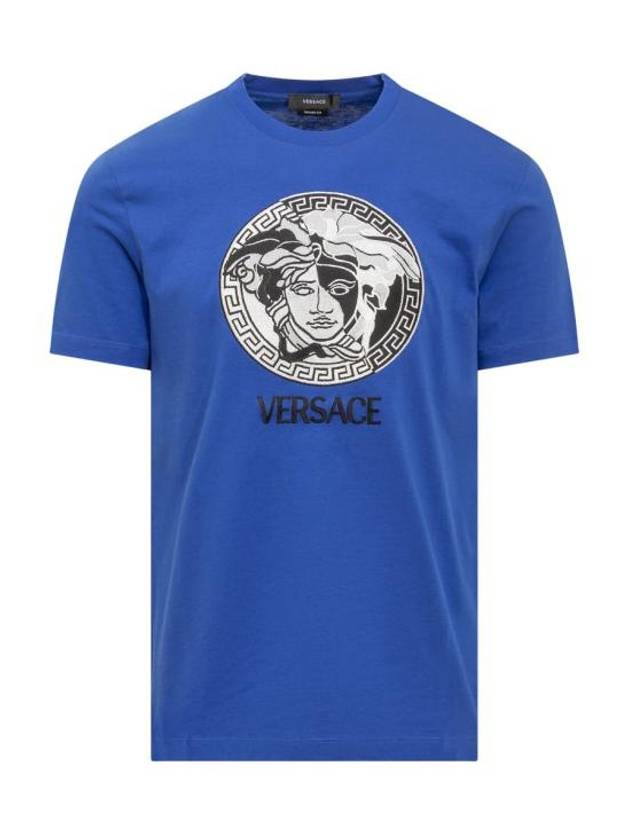 Long Sleeve T-Shirt 10069841A04967 1UE30 BLUE - VERSACE - BALAAN 1