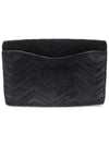 498079 Black velvet matelass chevron gold plated GG Marmont clutch - GUCCI - BALAAN 4