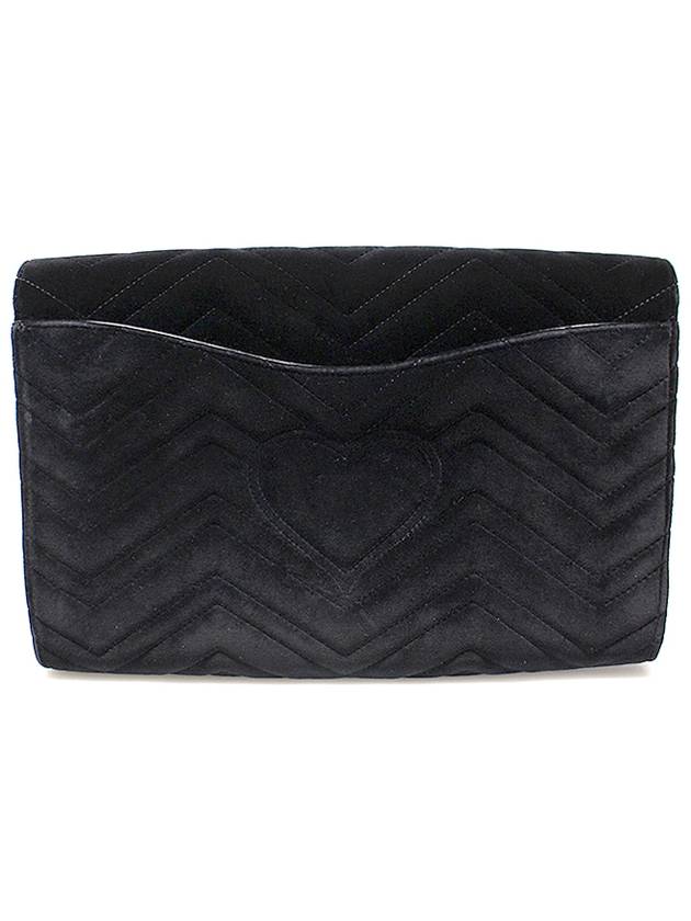 498079 Black velvet matelass chevron gold plated GG Marmont clutch - GUCCI - BALAAN 4