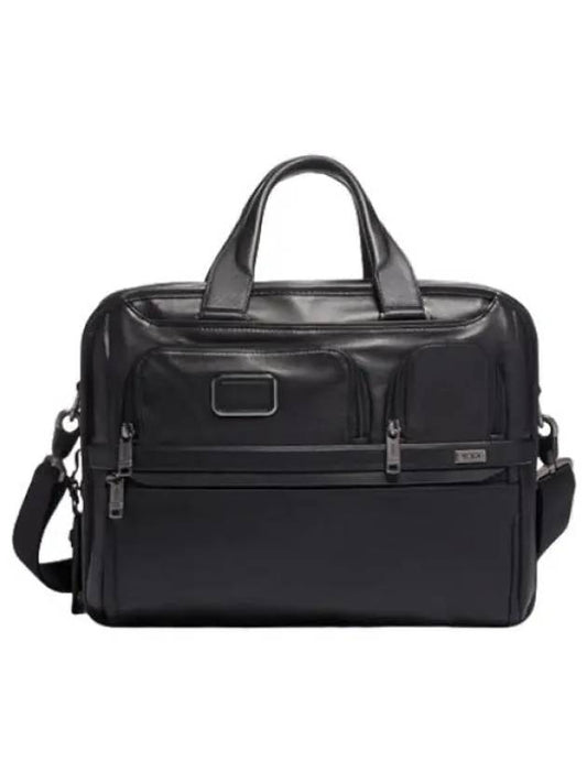 Alpha Expandable Organizer Laptop Briefcase Black Leather Bag Brief Case - TUMI - BALAAN 1