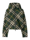 Check Pattern Zip-Up Hoodie Green - BURBERRY - BALAAN 2