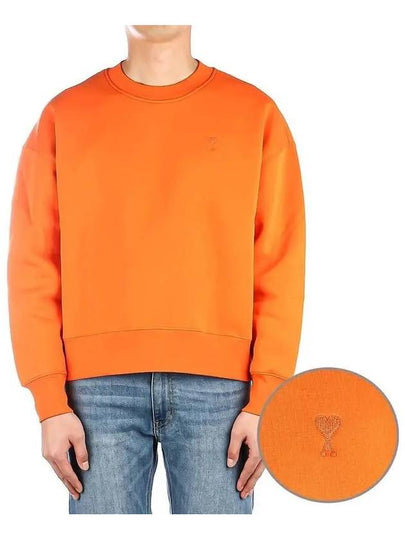 Tonal Heart Crew Neck Sweatshirt Orange - AMI - BALAAN 2