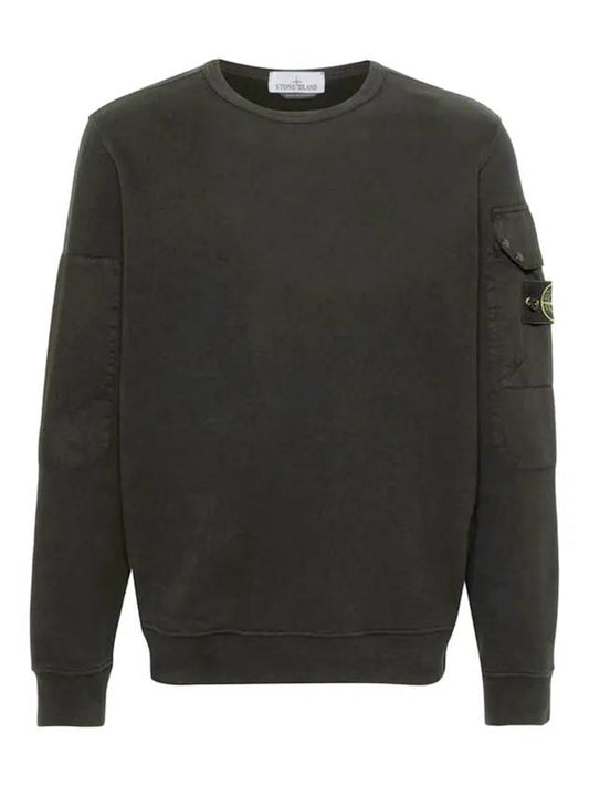 Brushed Organic Cotton Fleece Sweatshirt Black - STONE ISLAND - BALAAN 2