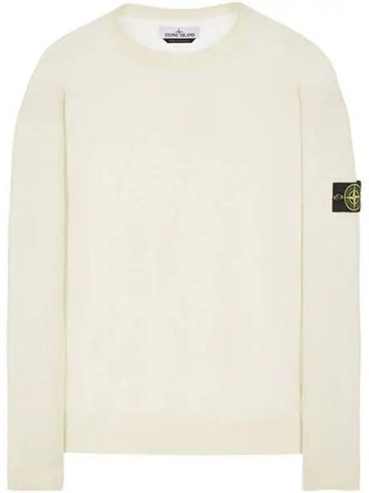 Logo Patch Round Neck Knit Top Ivory - STONE ISLAND - BALAAN 2