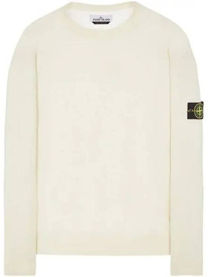 Logo Patch Round Neck Knit Top Ivory - STONE ISLAND - BALAAN 2