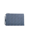 FF Logo Flat Large Clutch Bag Blue - FENDI - BALAAN 1