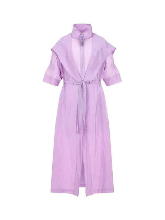 8th Anniversary Last Armani 9 7 8 Women s Waist Drawstring Zip Up Coat Purple - GIORGIO ARMANI - BALAAN 1