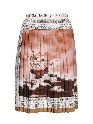 Women's MARINE SERRE Pleated Skirt Brown White - BURBERRY - BALAAN 1