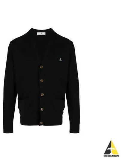 ORB Logo V-Neck Cardigan Black - VIVIENNE WESTWOOD - BALAAN 2