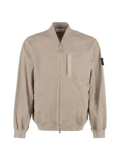 Men's Cupro Cotton Twill TC Bomber Jacket Beige - STONE ISLAND - BALAAN 2