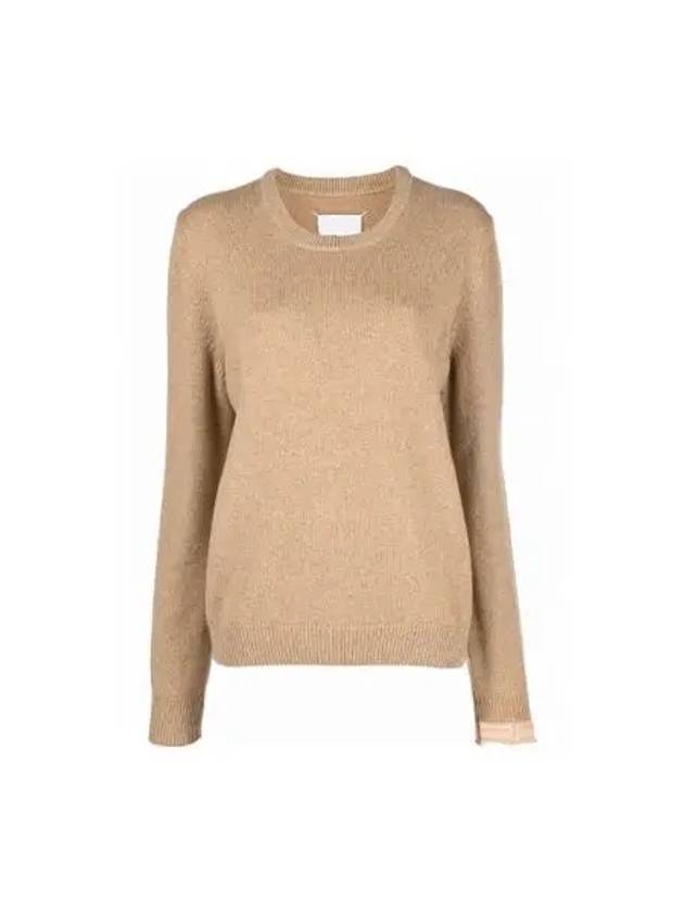 Stitched Round Neck Wool Knit Top Beige - MAISON MARGIELA - BALAAN 2