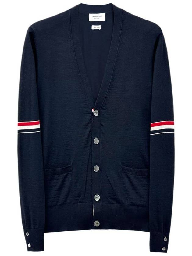 Stripe Armband Merino Wool Cardigan Navy - THOM BROWNE - BALAAN 2