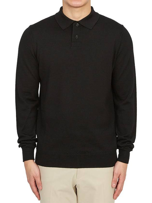 Men's Jerry Wool Long Sleeve Polo Shirt Black - A.P.C. - BALAAN 2