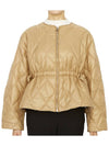 Women's Quilted Recycled Nylon Down Zip-Up Jacket Beige - GANNI - BALAAN 2