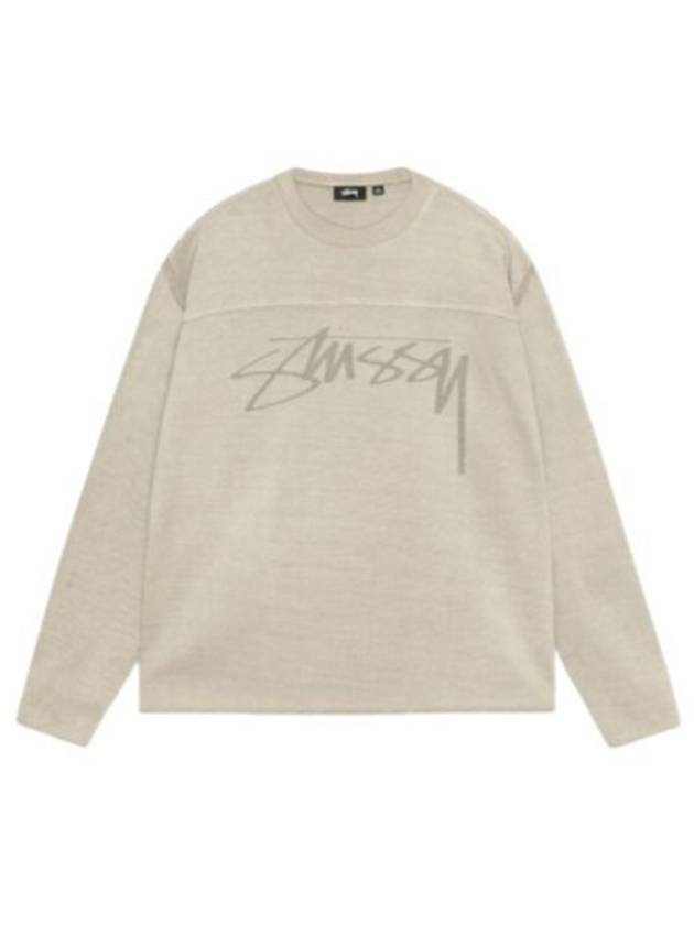 Football Crew Pigmented Dyed Long Sleeve T-Shirt Sand - STUSSY - BALAAN 2