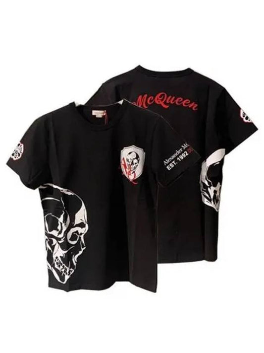 Skull Logo Graphic Print Short Sleeve T-Shirt Black - ALEXANDER MCQUEEN - BALAAN 2