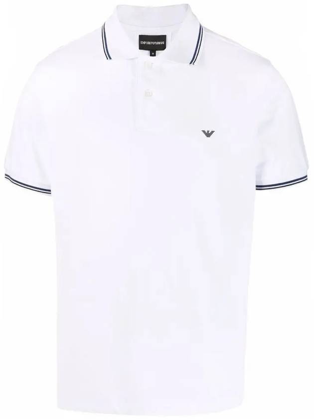 Slim Fit Cotton PK Shirt White - EMPORIO ARMANI - BALAAN 3