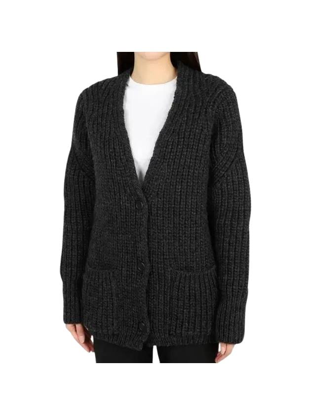 Women's V-neck Wool Cardigan Dark Gray W4223WCGM - OUR LEGACY - BALAAN 1