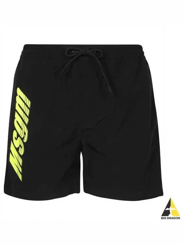 Bermuda Logo Print Shorts Black - MSGM - BALAAN 2