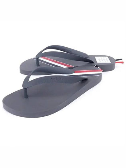 Signature Stripe Rubber Flip Flops Grey - THOM BROWNE - BALAAN 2