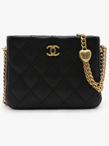 Sweetheart Gold Ball Small Hobo Bag Caviar Gold Black AS3830 - CHANEL - BALAAN 1