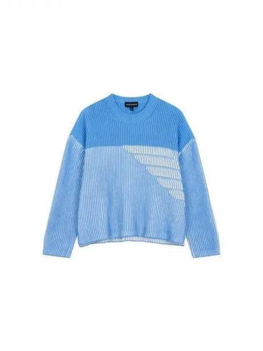 Women s ribbed eagle point knit sky blue 271278 - EMPORIO ARMANI - BALAAN 1