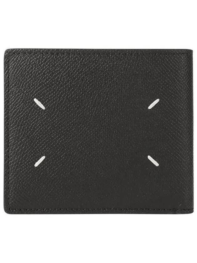 Stitched Bifold Leather Half Wallet Black - MAISON MARGIELA - BALAAN 2