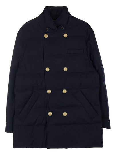 Double Breasted Padded Coat Navy - BRUNELLO CUCINELLI - BALAAN 2