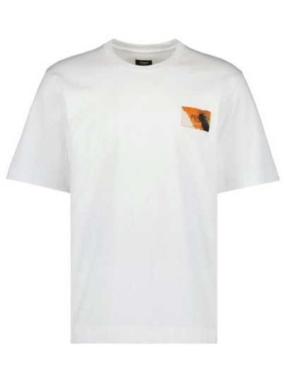 Logo Label Patch Short Sleeve T-Shirt White - FENDI - BALAAN 2