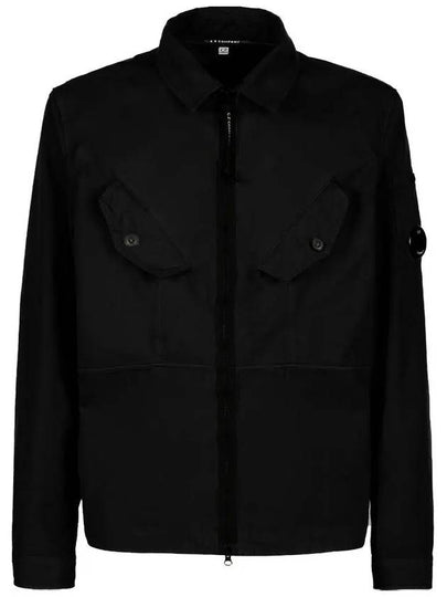 Men's Lens Wappen Two Pocket Zip Up Shirt Jacket Black - CP COMPANY - BALAAN 2