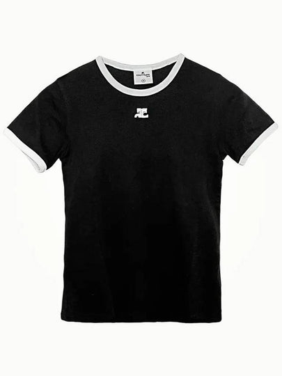 Bumpy Contrast Re-Edition Short Sleeve T-Shirt Black - COURREGES - BALAAN 2