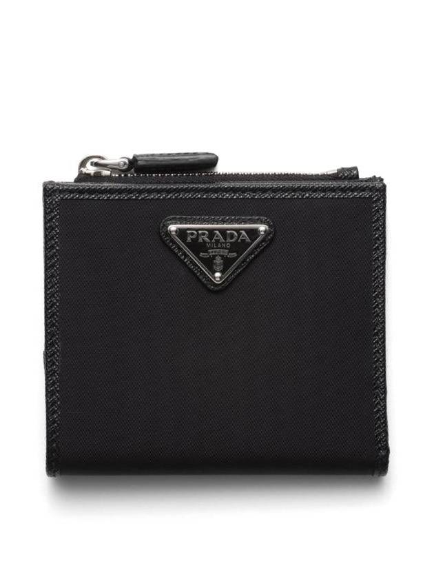 Triangle Logo Zipper Bifold Wallet Black - PRADA - BALAAN 2