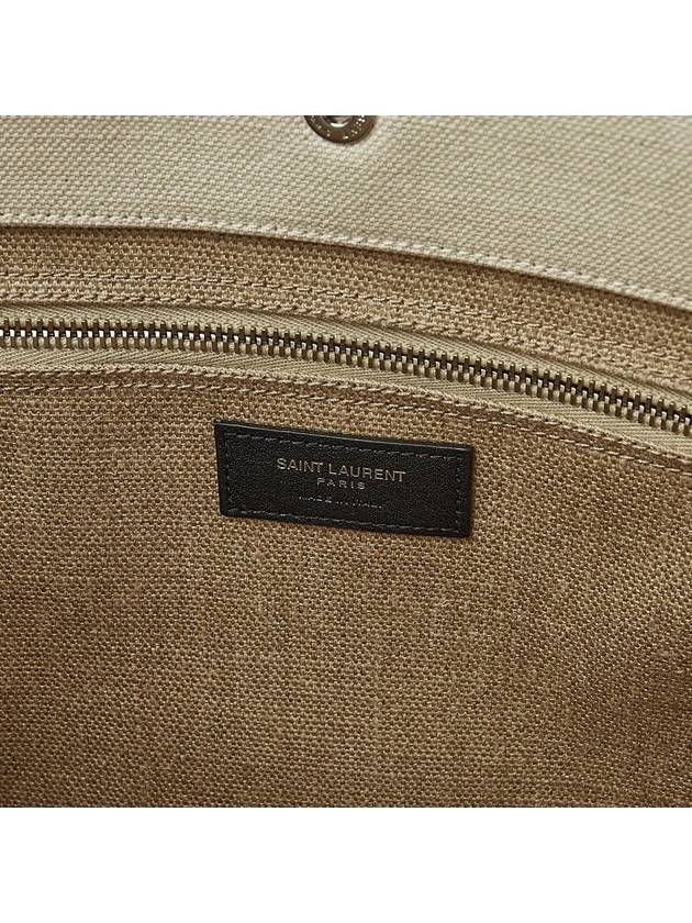 Rive Gauche Logo Linen Small Tote Bag Black Natural - SAINT LAURENT - BALAAN 11