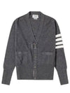 Men's Diagonal Classic Cashmere Cardigan Mid Grey - THOM BROWNE - BALAAN 2