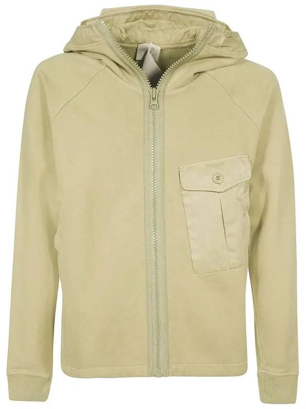 Garment Dyed One-Pocket Cotton Zip Up Hoodie Pale Taupe - TEN C - BALAAN 2