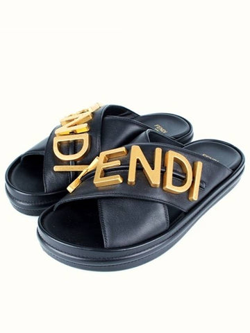 gold logo slipper sandals 37 - FENDI - BALAAN 1