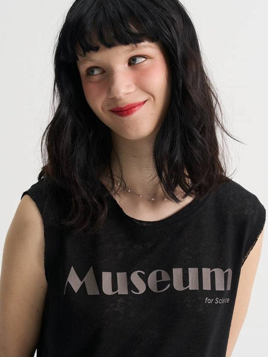Museum Linen Sleeveless T shirt Black - SORRY TOO MUCH LOVE - BALAAN 2