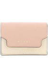 Saffiano Color Block Tri-Fold Half Wallet Pink - MARNI - BALAAN 1