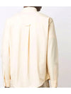 Men's Small A Heart Button Down Long Sleeve Shirt Pale Yellow - AMI - BALAAN 5