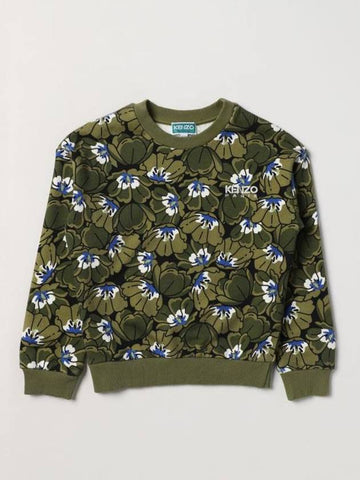 Kids Floral Print Sweatshirt Khaki - KENZO - BALAAN 1